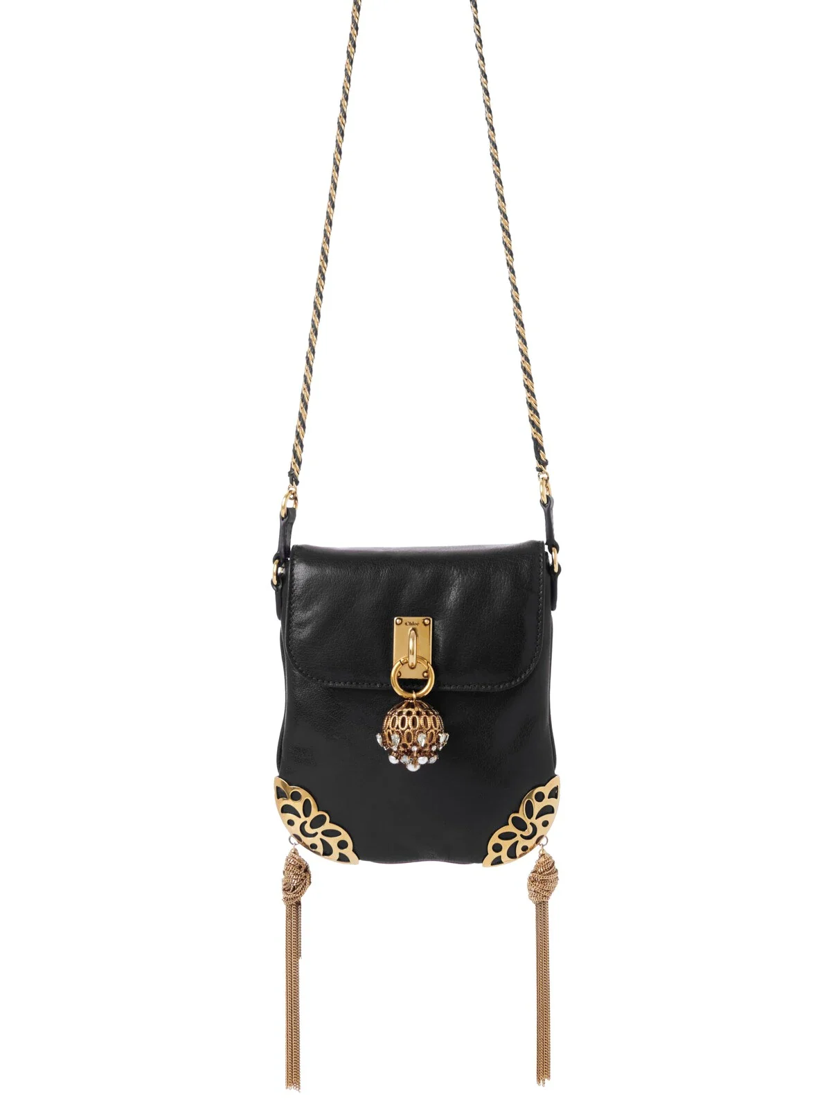 Château Treasures chain flap bag in grained leather Château Treasures chain flap bag in grained leather