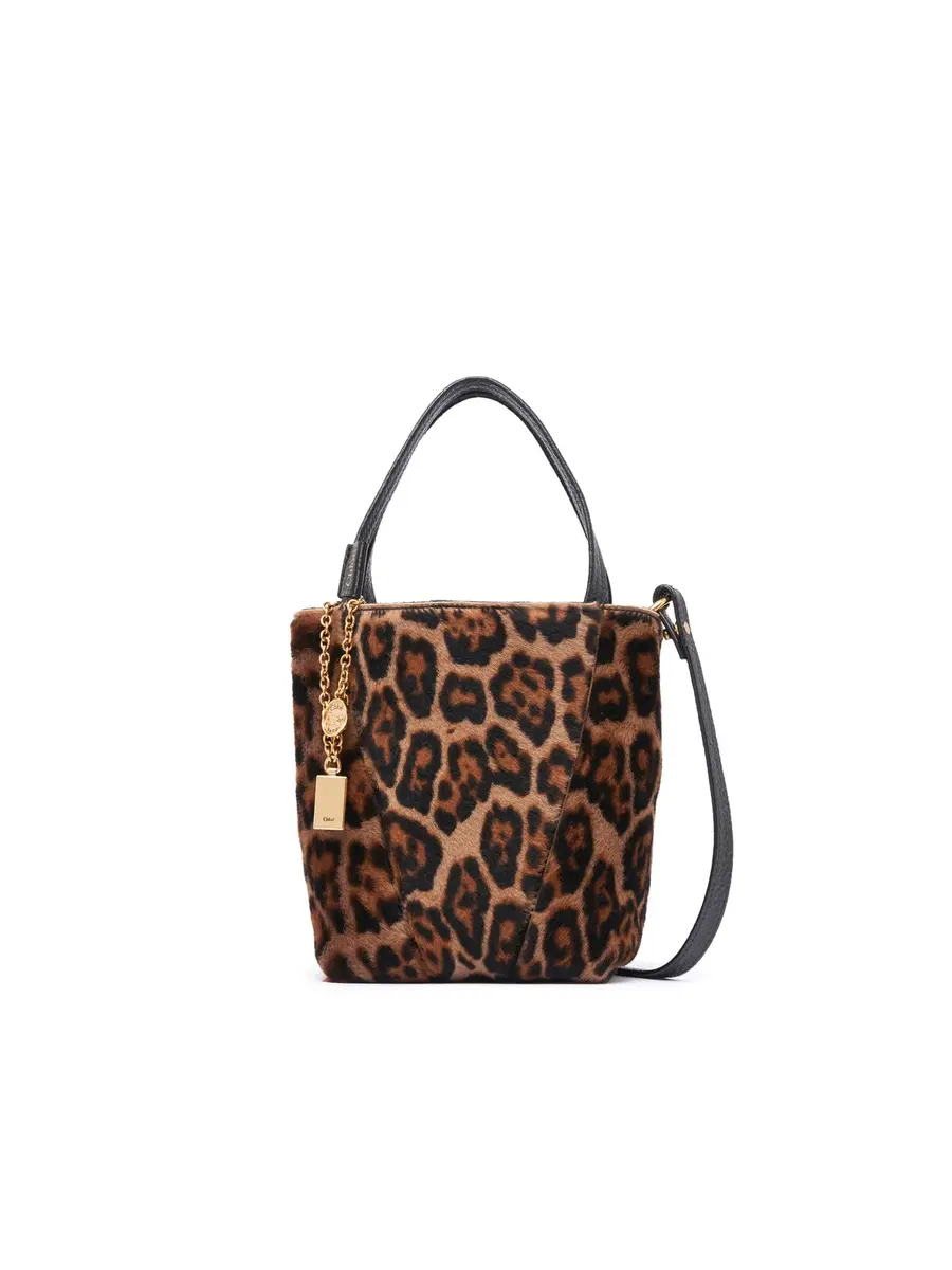 Chloé Small Chloé Spin tote bag in leopard-print shearling | Thumbnail 8