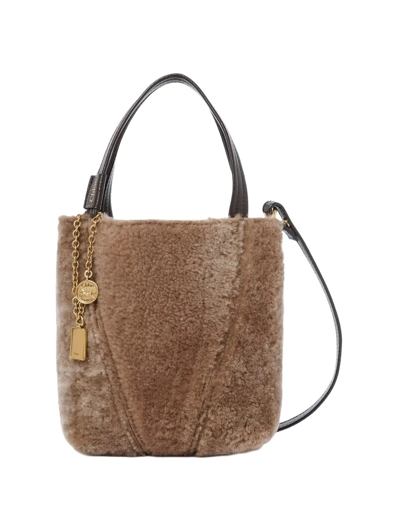 Chloé Small Chloé Spin tote bag in shearling