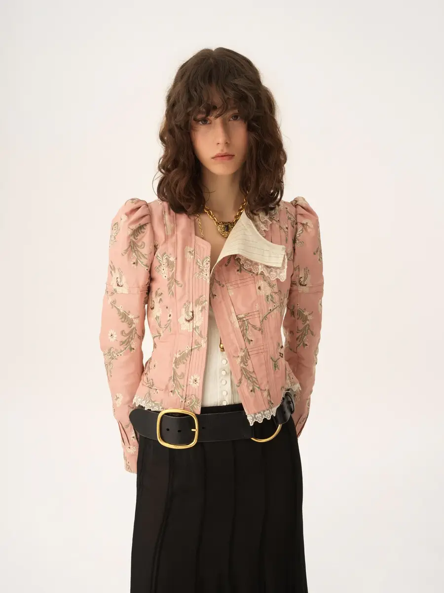 Chloé Fitted jacket in taffeta jacquard & lace | Thumbnail 3 Chloé Fitted jacket in taffeta jacquard & lace | Thumbnail 3