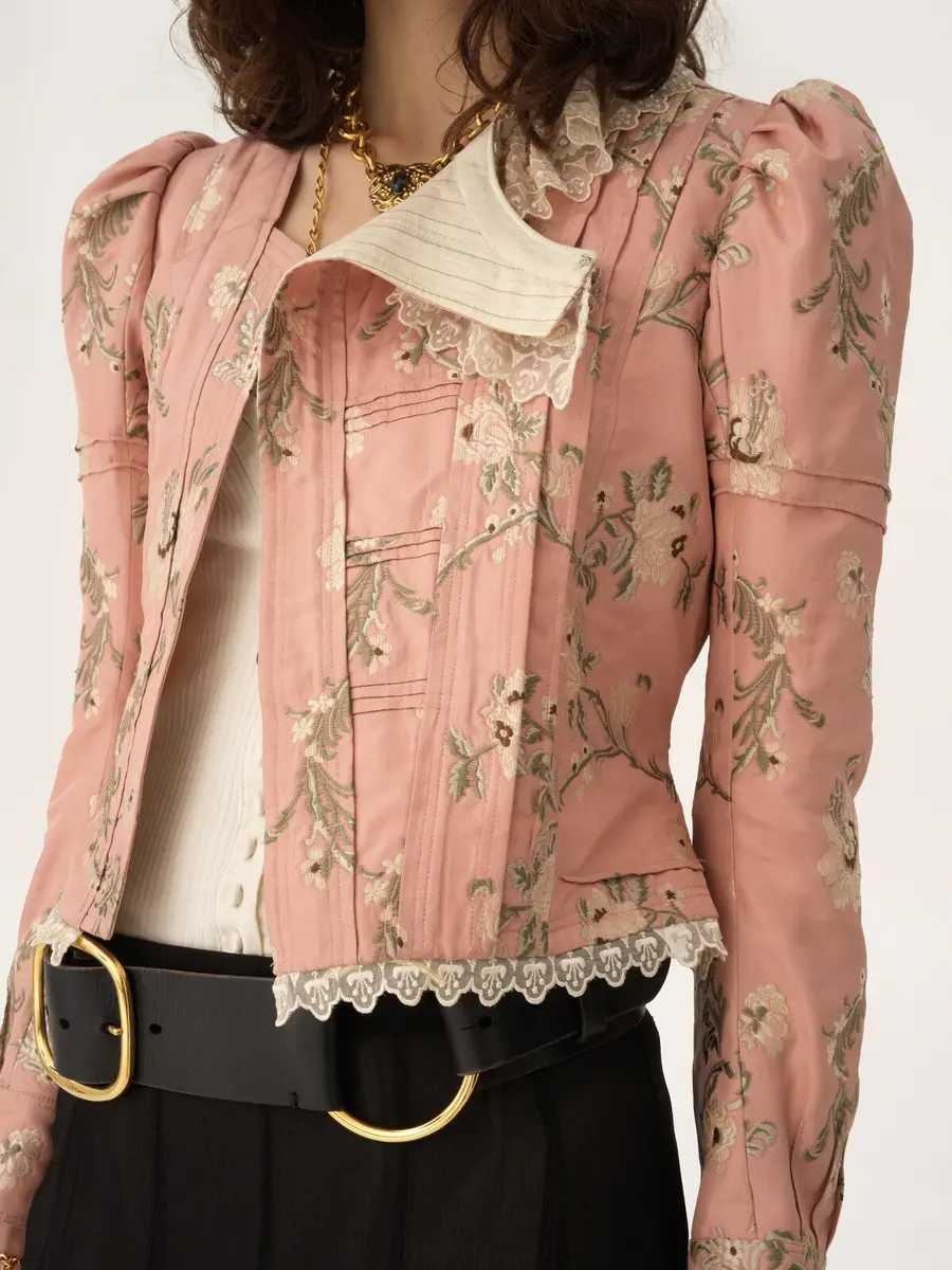 Chloé Fitted jacket in taffeta jacquard & lace | Thumbnail 4 Chloé Fitted jacket in taffeta jacquard & lace | Thumbnail 4