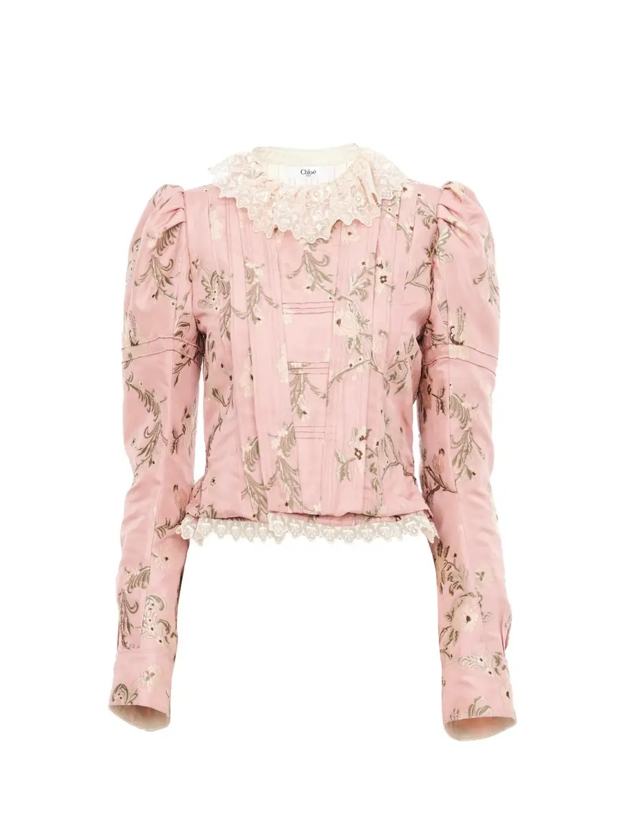 Chloé Fitted jacket in taffeta jacquard & lace | Thumbnail 7 Chloé Fitted jacket in taffeta jacquard & lace | Thumbnail 7