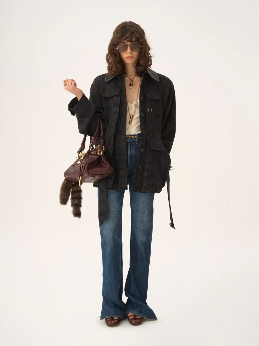 Chloé Utilitarian jacket in houndstooth wool | Thumbnail 3