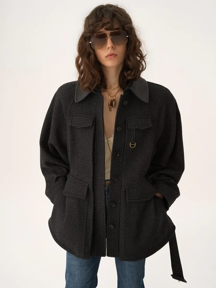 Chloé Utilitarian jacket in houndstooth wool | Thumbnail 4