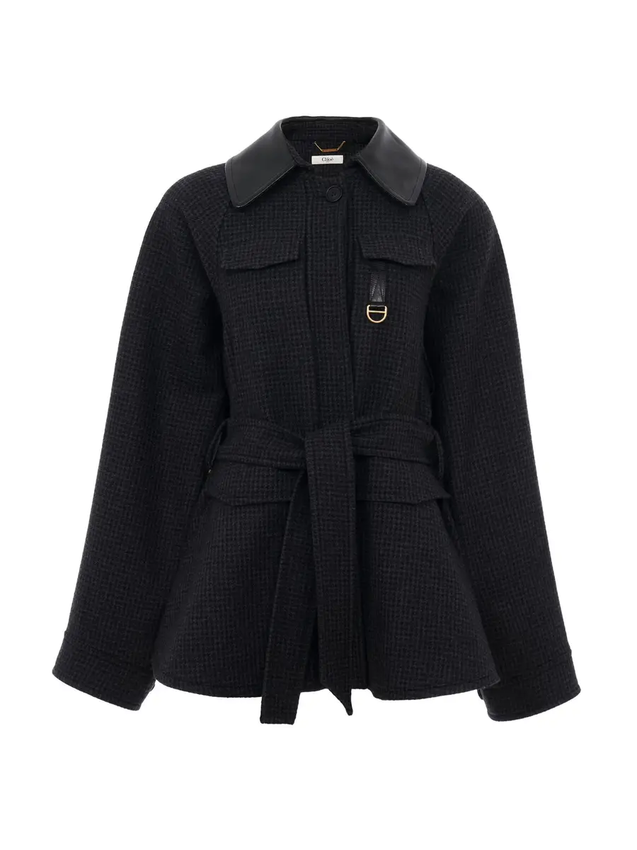Chloé Utilitarian jacket in houndstooth wool | Image 1 Chloé Utilitarian jacket in houndstooth wool | Image 1