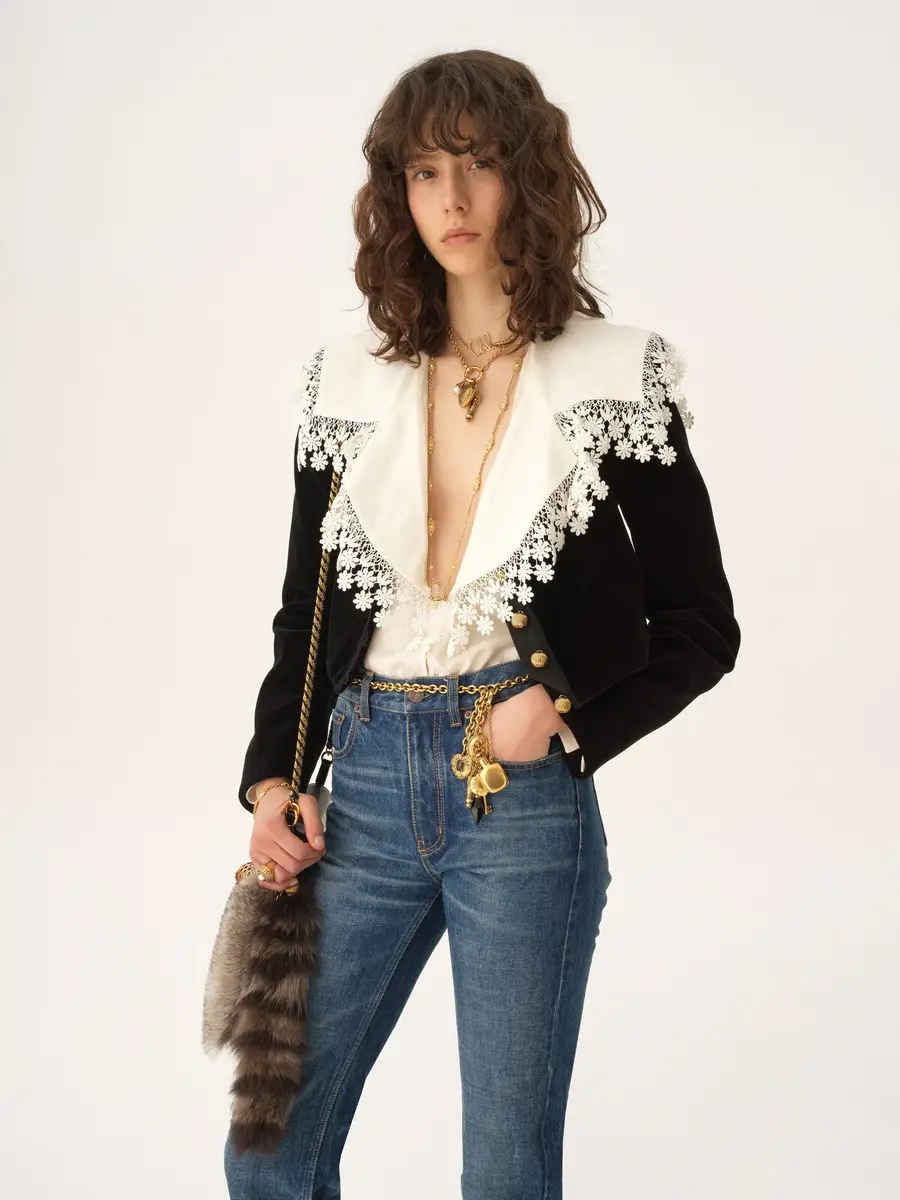 Chloé Cropped Spencer jacket in velvet | Thumbnail 3 Chloé Cropped Spencer jacket in velvet | Thumbnail 3