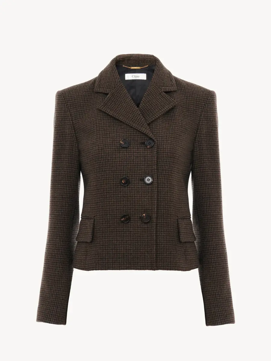 Chloé Double-breasted fitted jacket in houndstooth wool | Thumbnail 2 Chloé Double-breasted fitted jacket in houndstooth wool | Thumbnail 2
