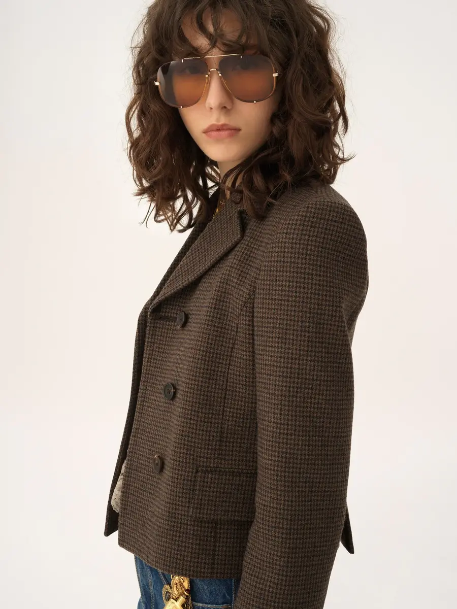 Chloé Double-breasted fitted jacket in houndstooth wool | Thumbnail 6 Chloé Double-breasted fitted jacket in houndstooth wool | Thumbnail 6