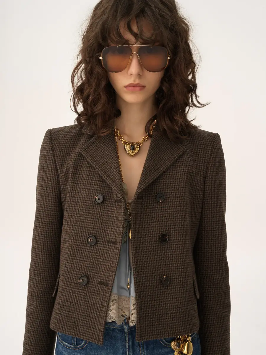 Chloé Double-breasted fitted jacket in houndstooth wool | Thumbnail 7 Chloé Double-breasted fitted jacket in houndstooth wool | Thumbnail 7