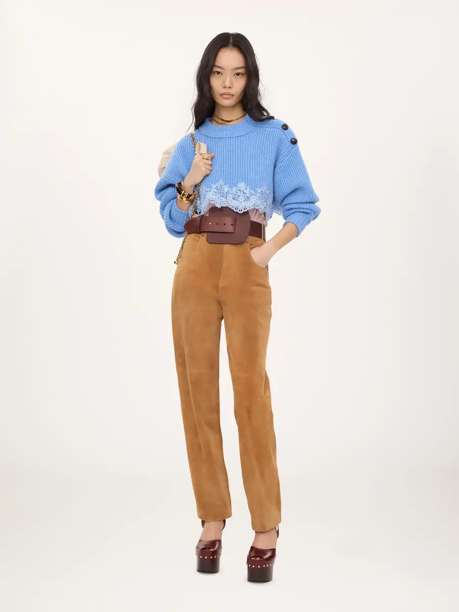 Chloé Straight pants in suede leather | Thumbnail 3