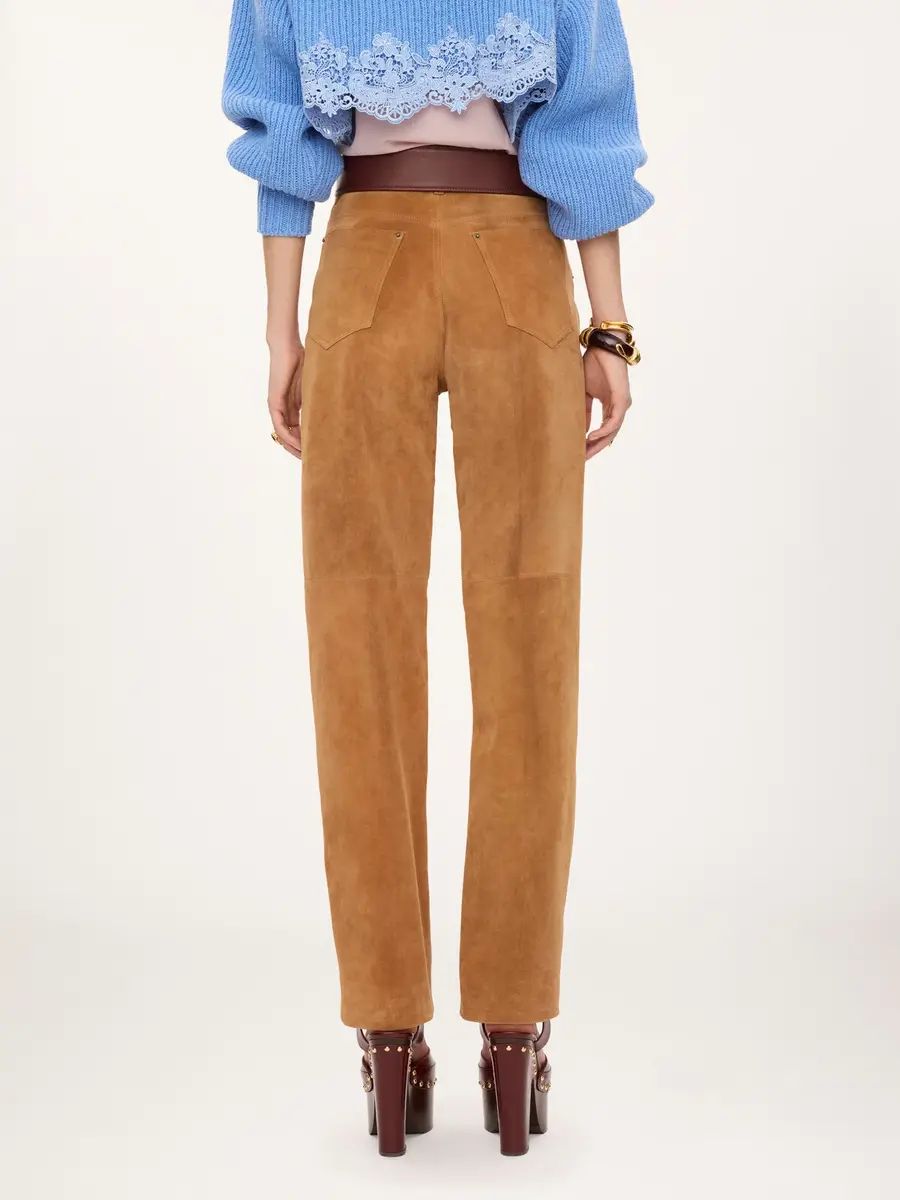 Chloé Straight pants in suede leather | Thumbnail 5