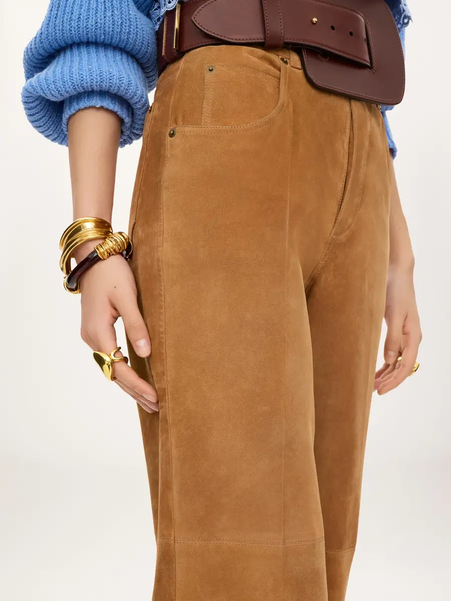 Chloé Straight pants in suede leather | Thumbnail 6