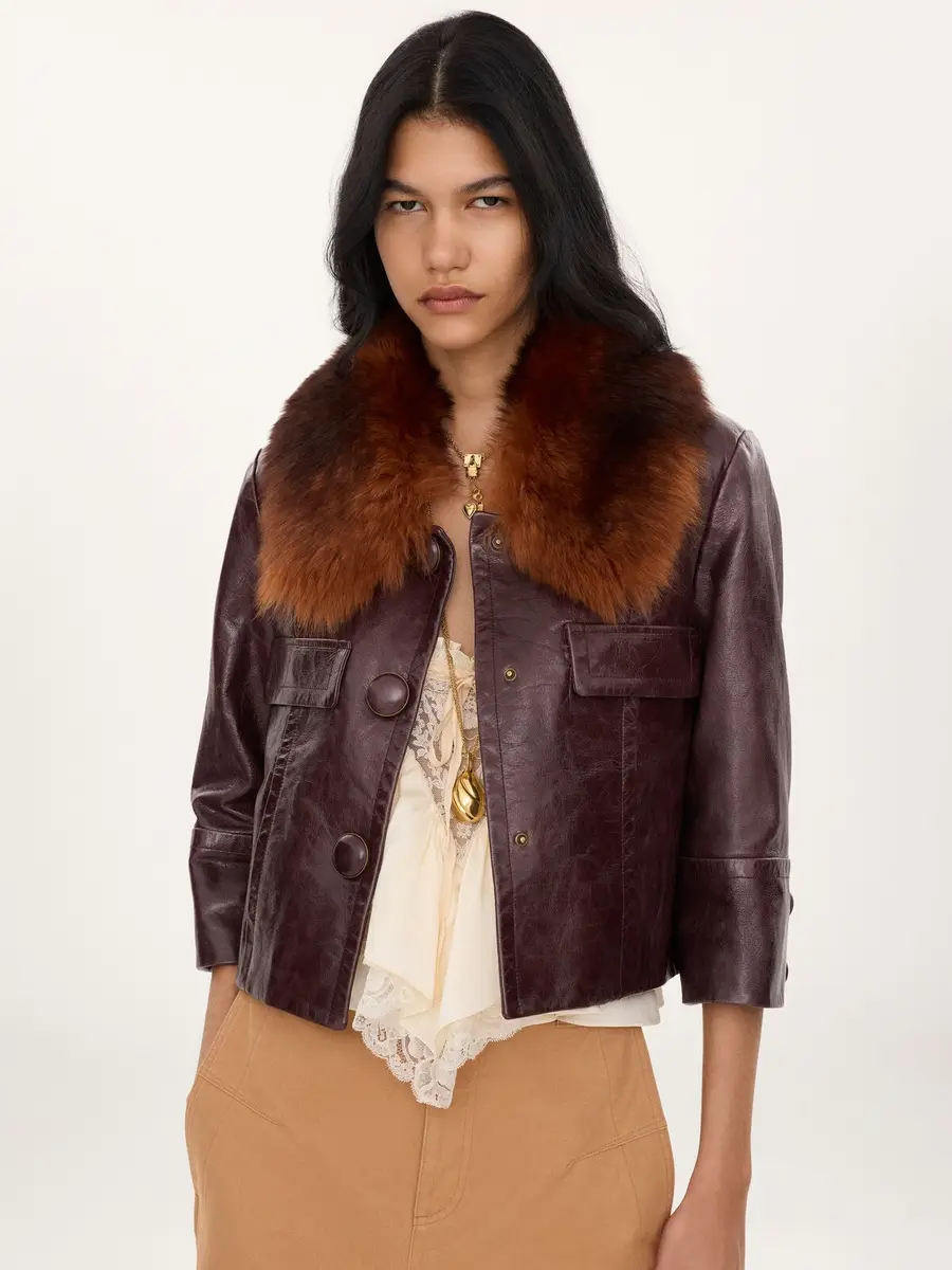 Chloé Cropped jacket in leather | Thumbnail 4 Chloé Cropped jacket in leather | Thumbnail 4