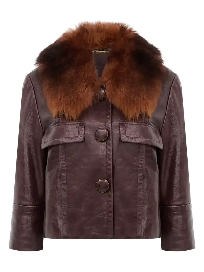 Cropped jacket in leather