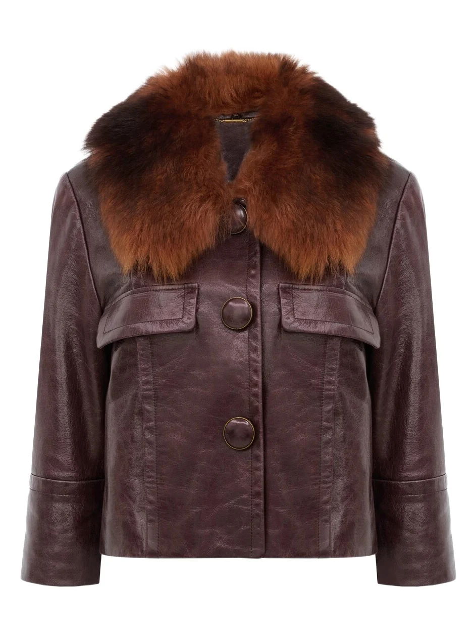 Cropped jacket in leather Cropped jacket in leather