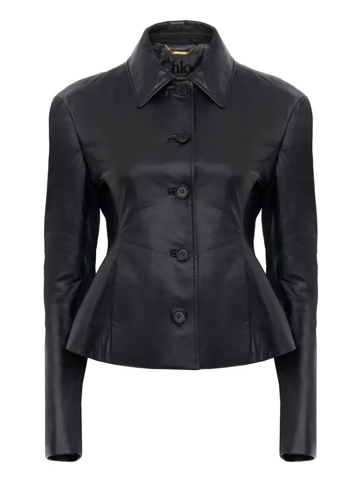 Fitted tailored jacket in leather Fitted tailored jacket in leather