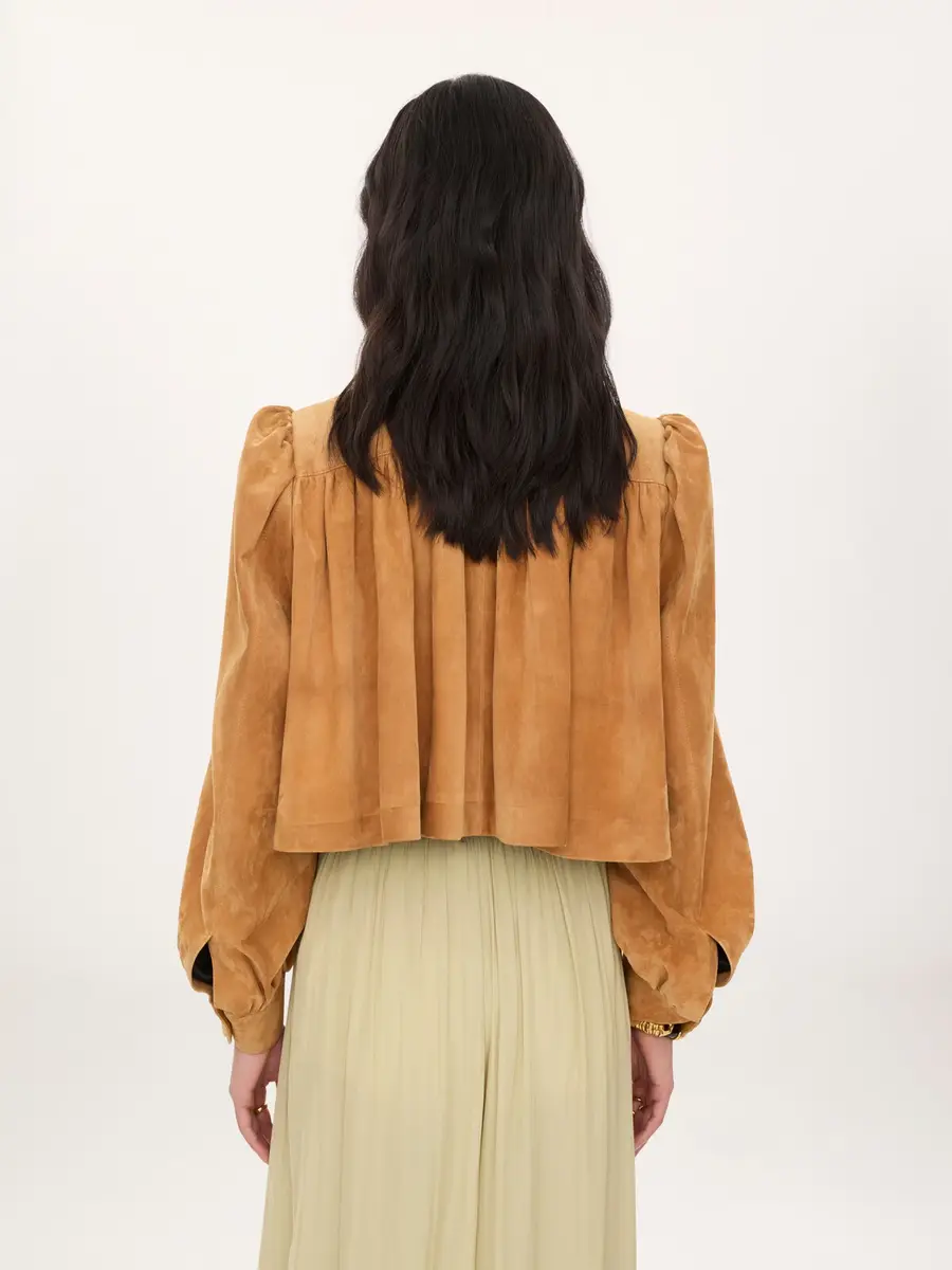 Chloé Gathered boule jacket in suede leather | Thumbnail 5