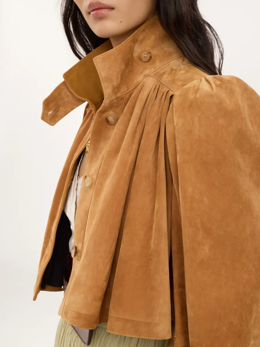 Chloé Gathered boule jacket in suede leather | Thumbnail 6