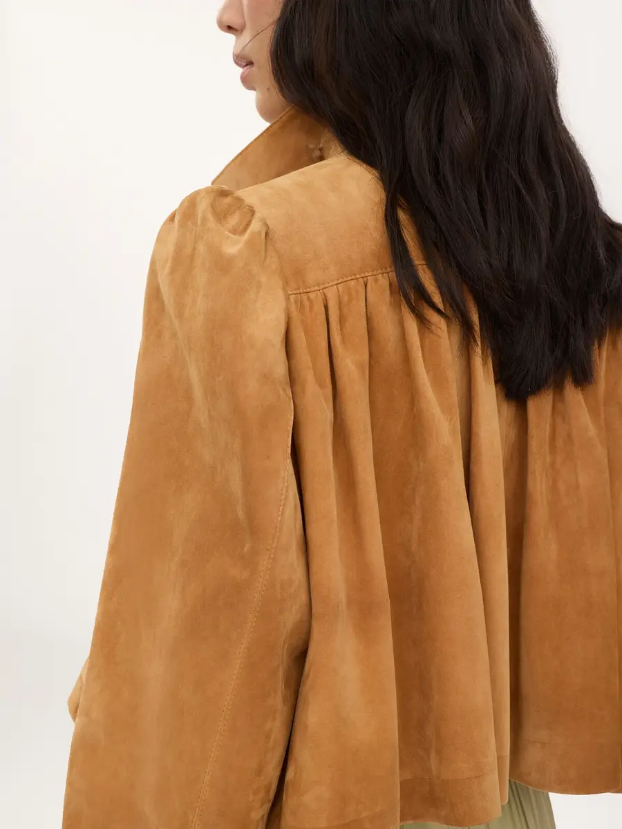 Chloé Gathered boule jacket in suede leather | Thumbnail 7