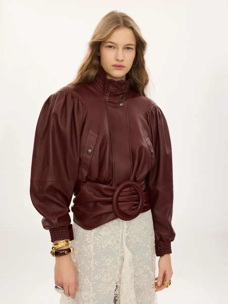 Chloé Cropped scarf jacket in leather | Thumbnail 4 Chloé Cropped scarf jacket in leather | Thumbnail 4