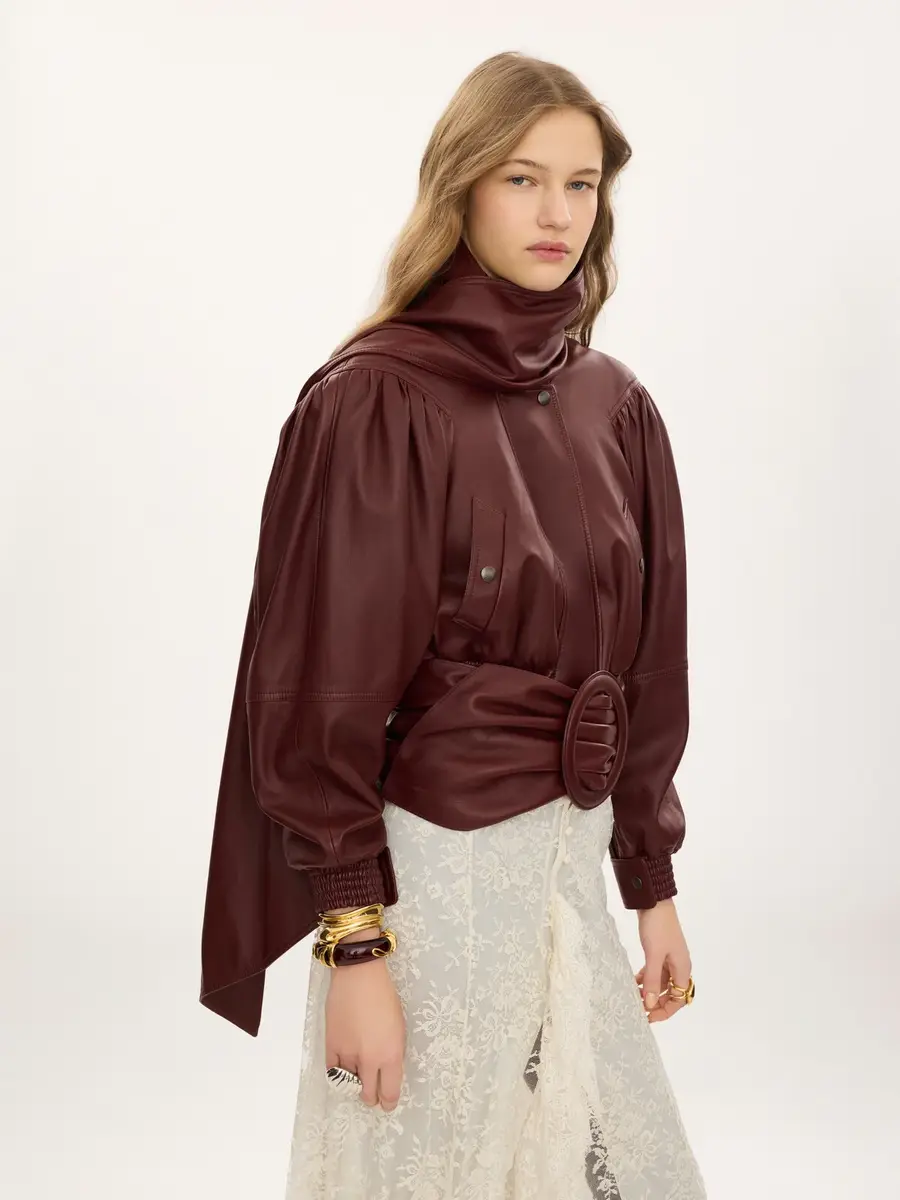 Chloé Cropped scarf jacket in leather | Thumbnail 6 Chloé Cropped scarf jacket in leather | Thumbnail 6