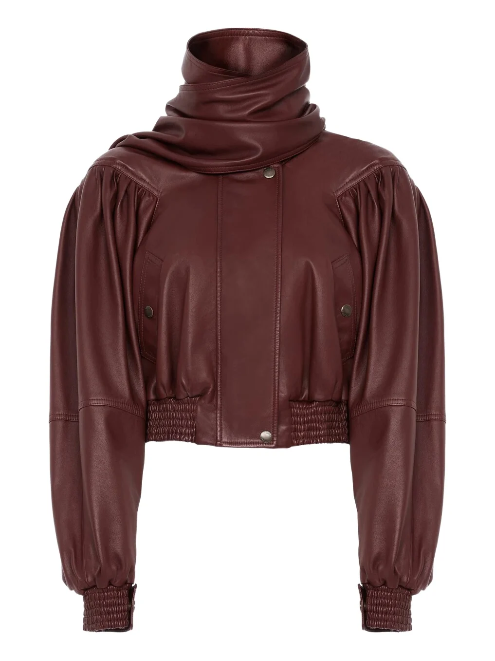 Cropped scarf jacket in leather Cropped scarf jacket in leather