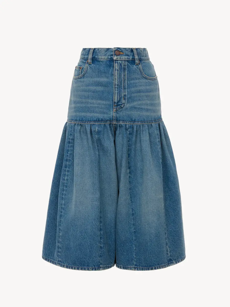 Chloé High-rise balloon bermuda shorts in denim | Thumbnail 2