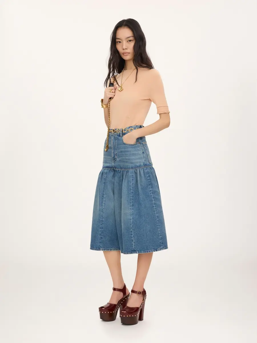 Chloé High-rise balloon bermuda shorts in denim | Thumbnail 3