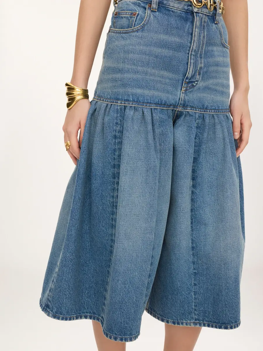 Chloé High-rise balloon bermuda shorts in denim | Thumbnail 6