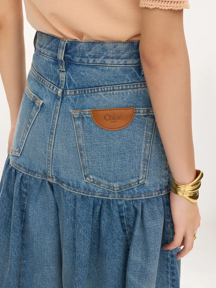 Chloé High-rise balloon bermuda shorts in denim | Thumbnail 7