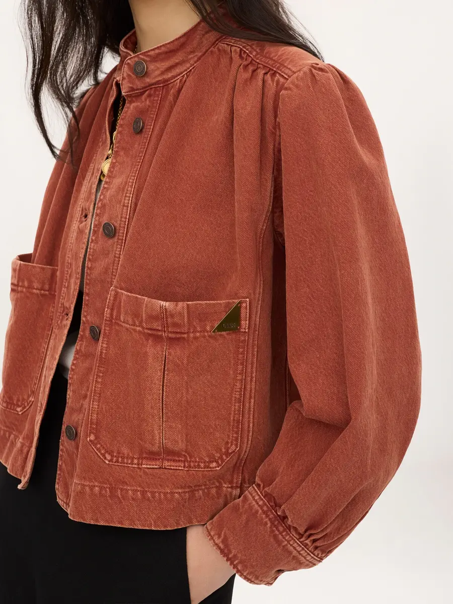 Chloé High-neck gathered jacket in denim | Thumbnail 4 Chloé High-neck gathered jacket in denim | Thumbnail 4