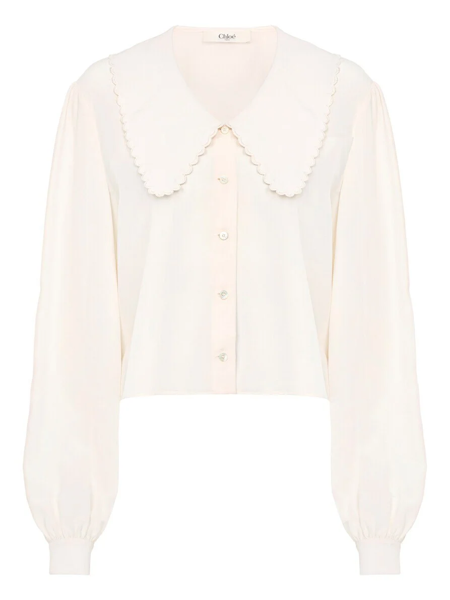 Puff-sleeve blouse in crêpe de chine Puff-sleeve blouse in crêpe de chine
