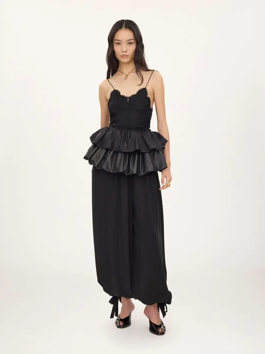 Chloé Thin-strap ruffle top in technical taffeta & lace | Thumbnail 3 Chloé Thin-strap ruffle top in technical taffeta & lace | Thumbnail 3