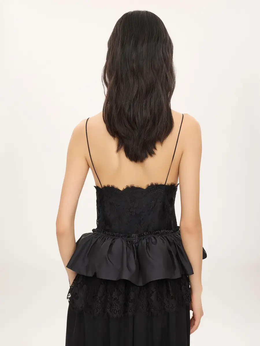 Chloé Thin-strap ruffle top in technical taffeta & lace | Thumbnail 6 Chloé Thin-strap ruffle top in technical taffeta & lace | Thumbnail 6