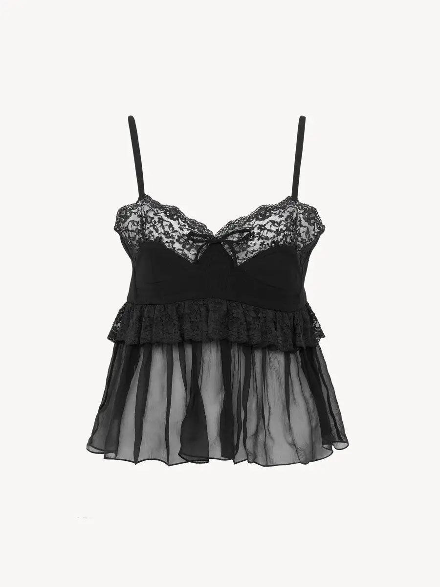 Chloé Thin-strap lingerie top in crêpe de chine | Thumbnail 2 Chloé Thin-strap lingerie top in crêpe de chine | Thumbnail 2