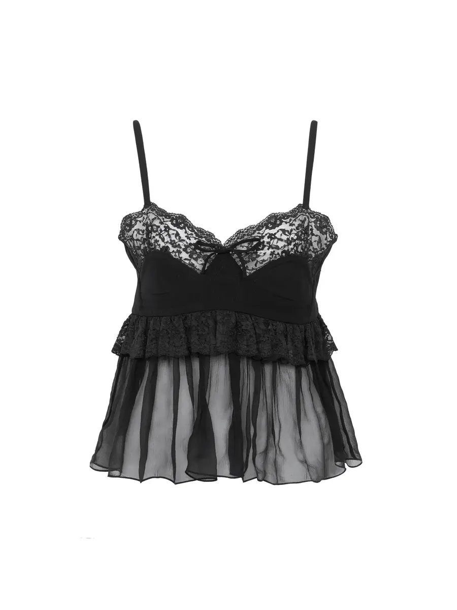 Chloé Thin-strap lingerie top in crêpe de chine | Image 1 Chloé Thin-strap lingerie top in crêpe de chine | Image 1