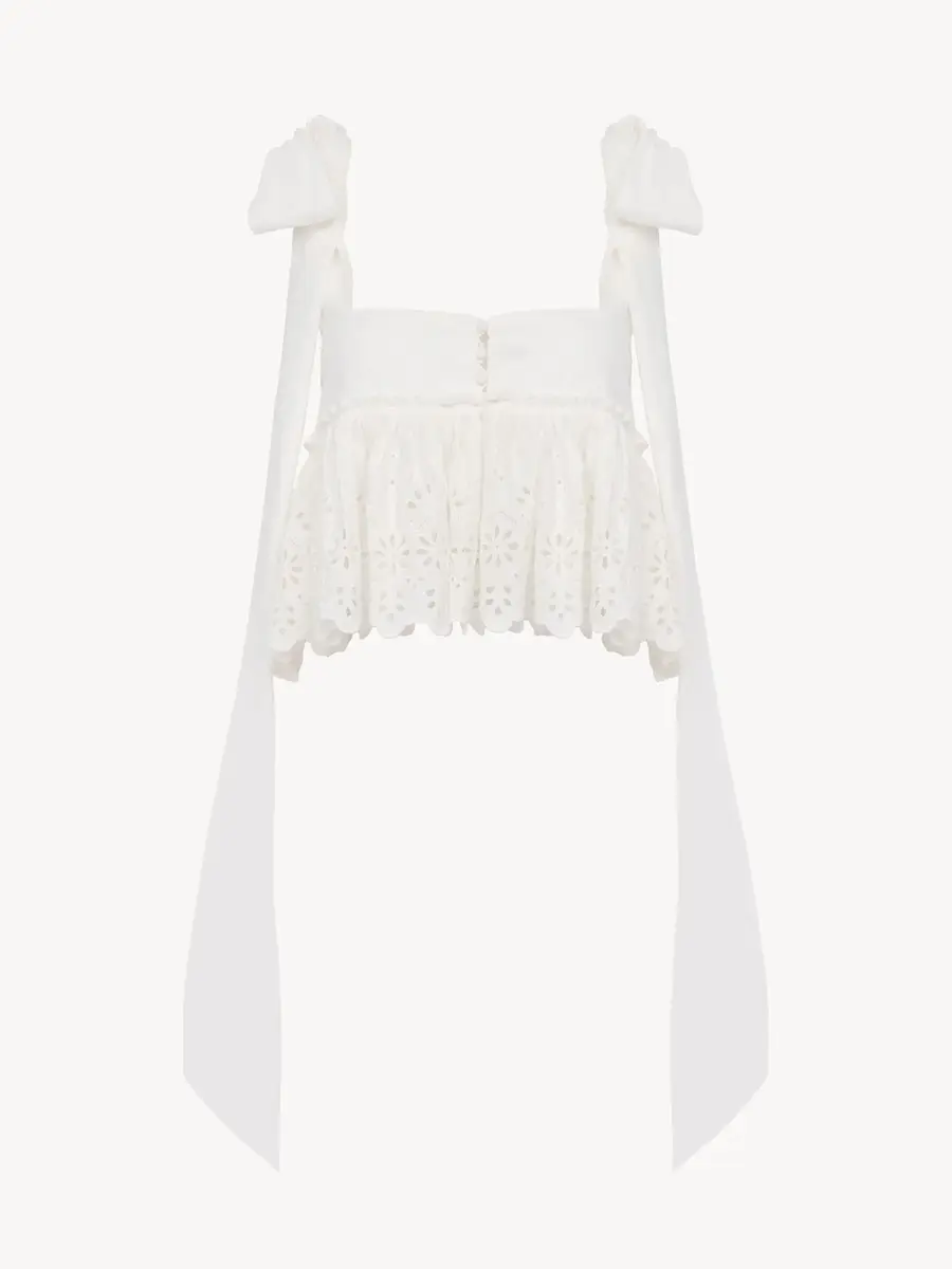 Chloé Knotted-strap cropped top in soft cotton | Thumbnail 2