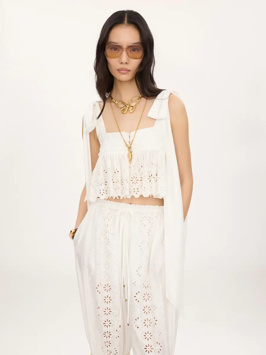 Chloé Knotted-strap cropped top in soft cotton | Thumbnail 4