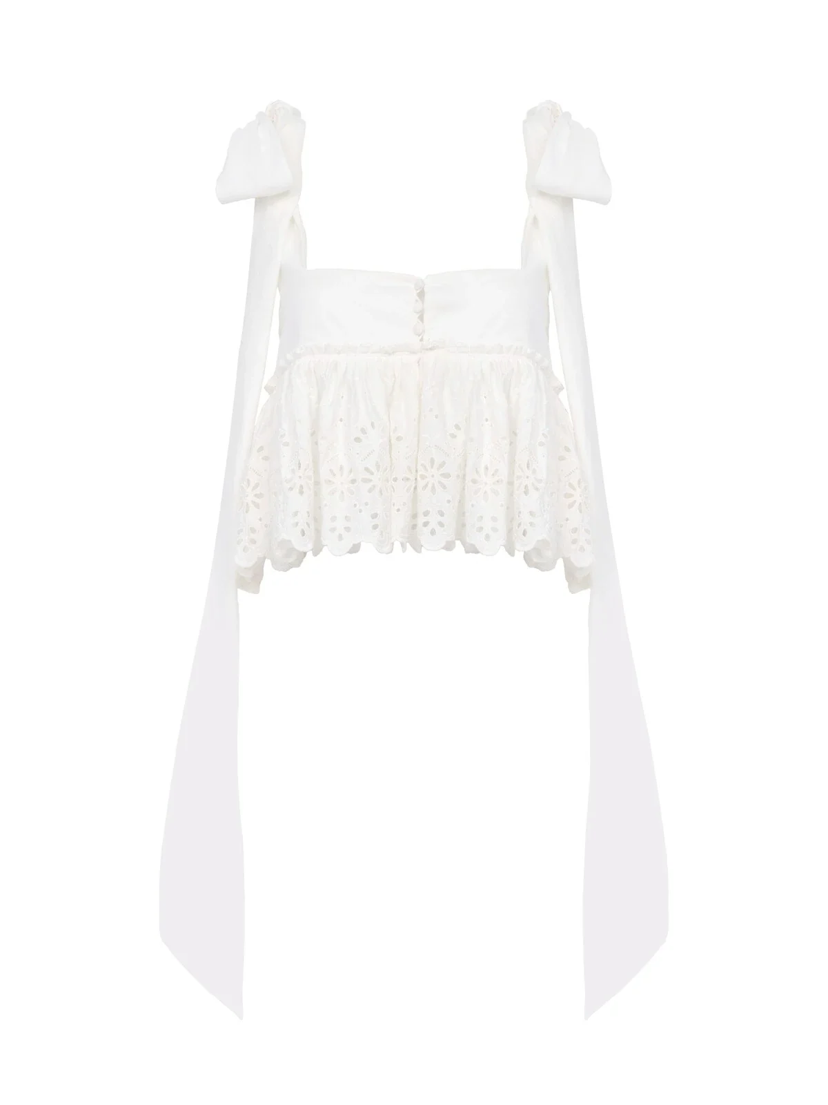 Knotted-strap cropped top in soft cotton Knotted-strap cropped top in soft cotton