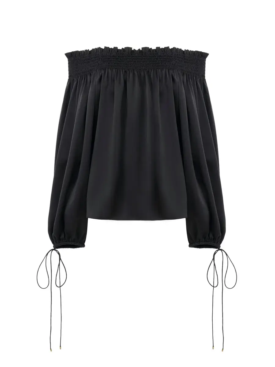 Chloé Off-the-shoulder top in washed silk satin | Image 1 Chloé Off-the-shoulder top in washed silk satin | Image 1