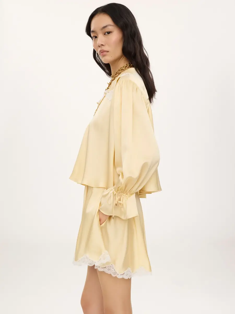 Chloé Fluid top in washed silk satin & lace | Thumbnail 7