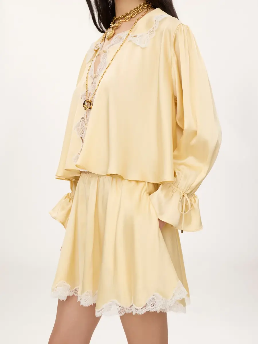 Chloé Fluid top in washed silk satin & lace | Thumbnail 8