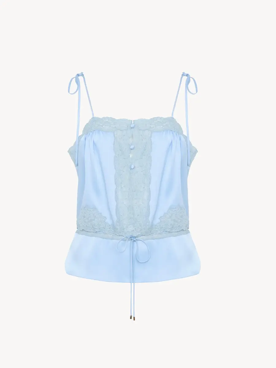 Chloé Camisole top in washed silk satin & lace | Thumbnail 2 Chloé Camisole top in washed silk satin & lace | Thumbnail 2