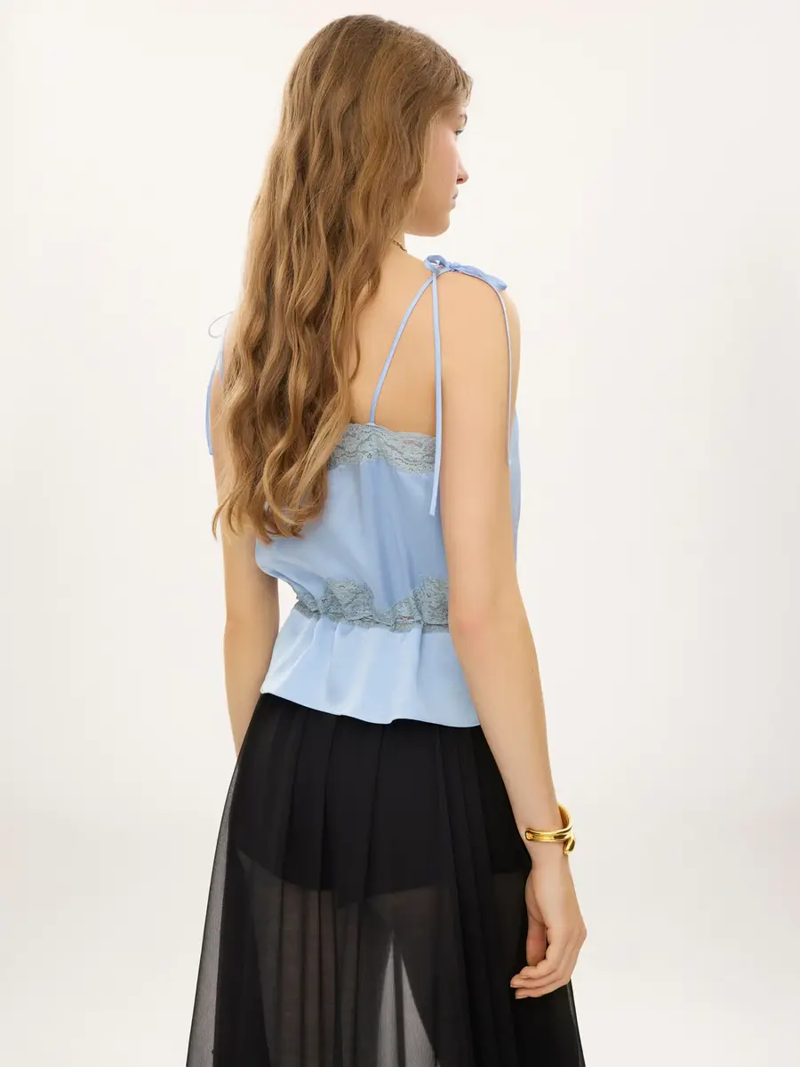 Chloé Camisole top in washed silk satin & lace | Thumbnail 5 Chloé Camisole top in washed silk satin & lace | Thumbnail 5