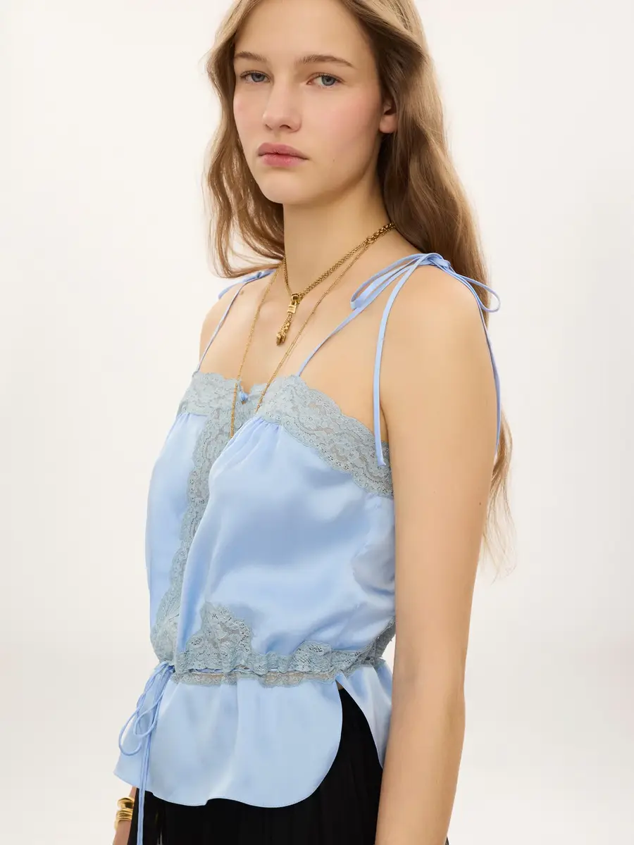 Chloé Camisole top in washed silk satin & lace | Thumbnail 7 Chloé Camisole top in washed silk satin & lace | Thumbnail 7