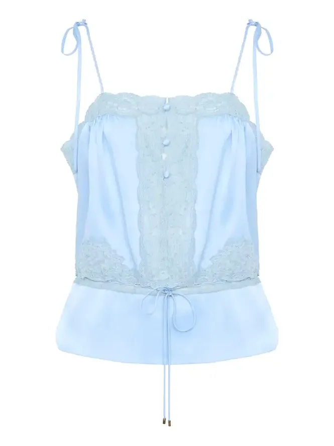 Camisole top in washed silk satin & lace Camisole top in washed silk satin & lace