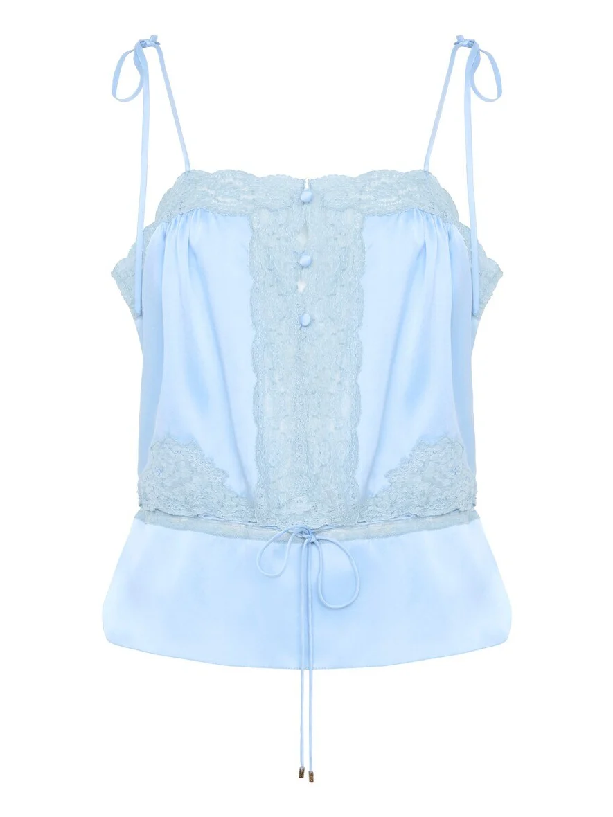Chloé Camisole top in washed silk satin & lace