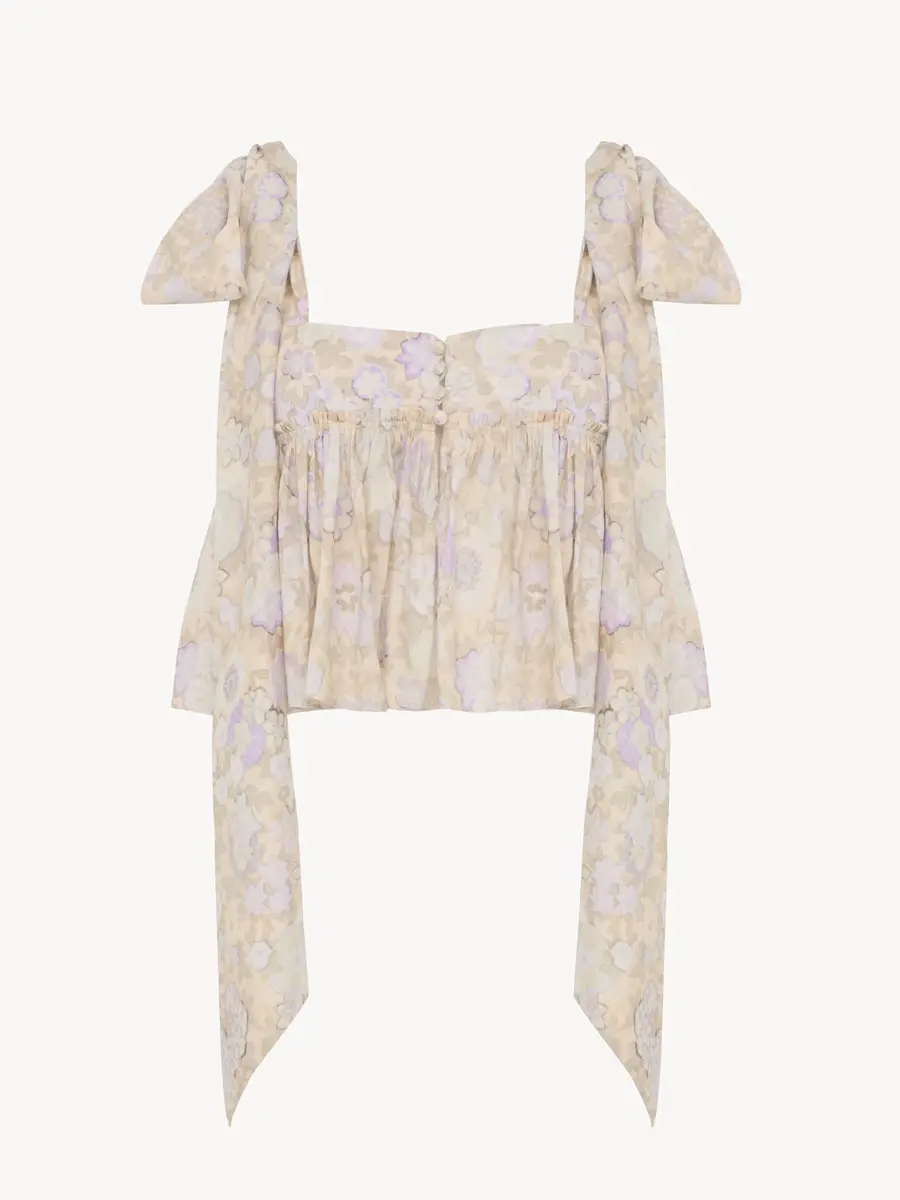 Chloé Knotted-strap cropped top in soft cotton | Thumbnail 2 Chloé Knotted-strap cropped top in soft cotton | Thumbnail 2