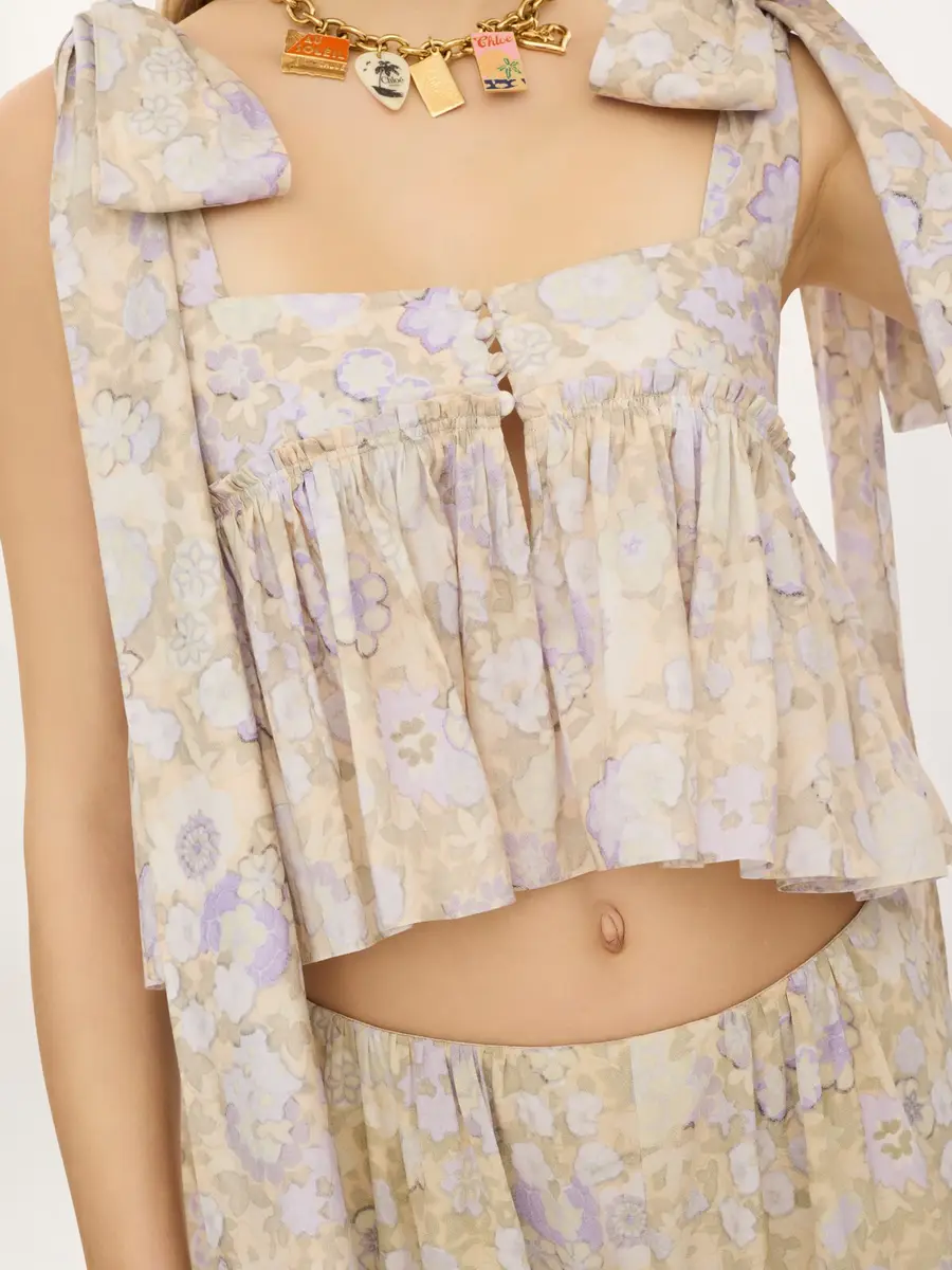 Chloé Knotted-strap cropped top in soft cotton | Thumbnail 5 Chloé Knotted-strap cropped top in soft cotton | Thumbnail 5