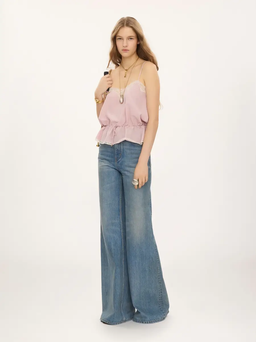 Chloé Camisole top in crêpe de chine & lace | Thumbnail 3 Chloé Camisole top in crêpe de chine & lace | Thumbnail 3